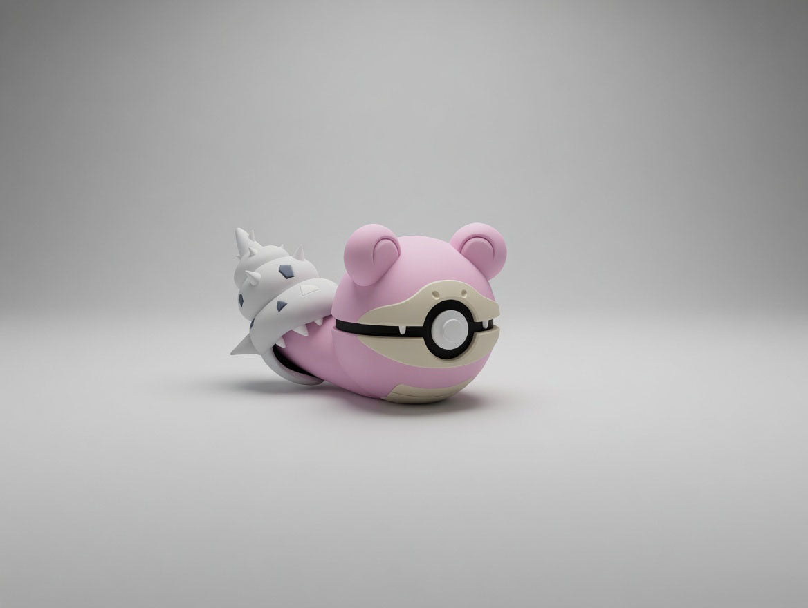 Slowbro character ball 3D printed display collectible in pink and cream minimalist sphere design