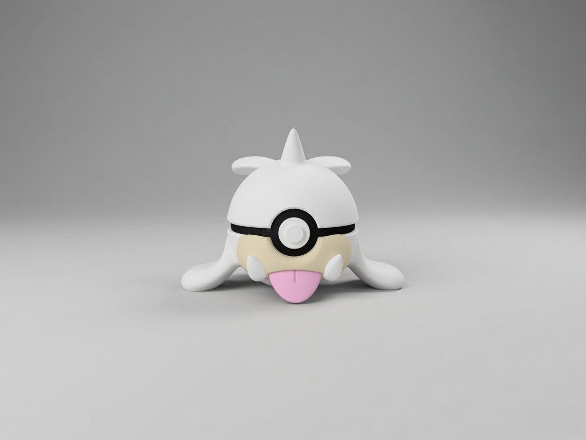 Seel character ball 3D printed display collectible in white and tan minimalist sphere design