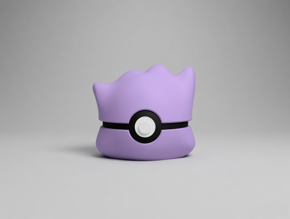 Ditto character ball 3D printed display collectible in pink and cream minimalist sphere design