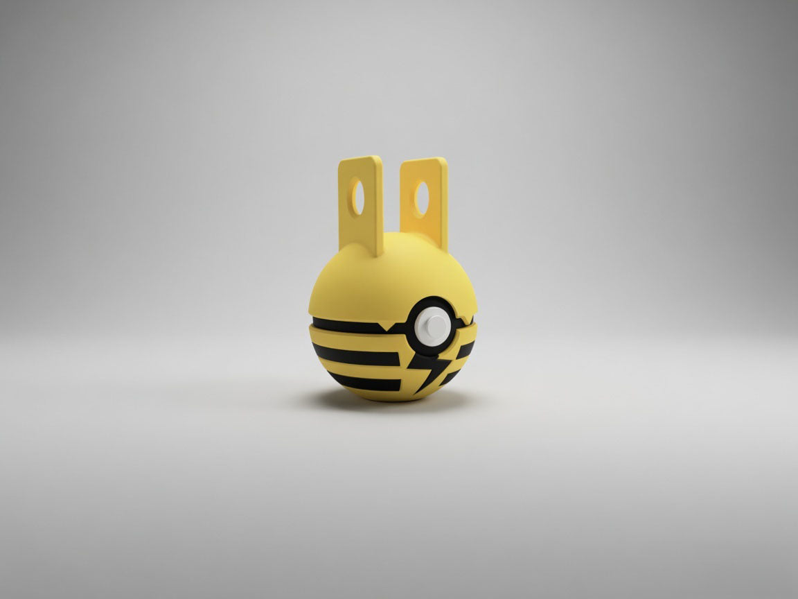 Elekid character ball 3D printed display collectible in yellow and black minimalist sphere design