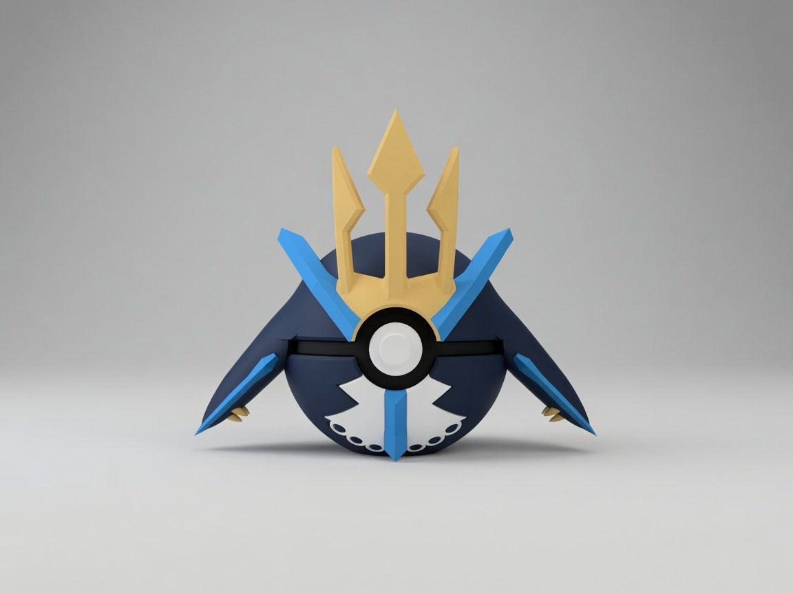 Empoleon character ball 3D printed display collectible in navy blue and white minimalist sphere design