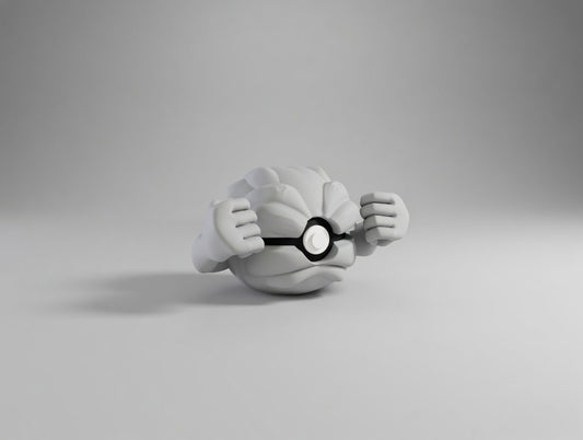 Geodude character ball 3D printed display collectible in grey minimalist sphere design