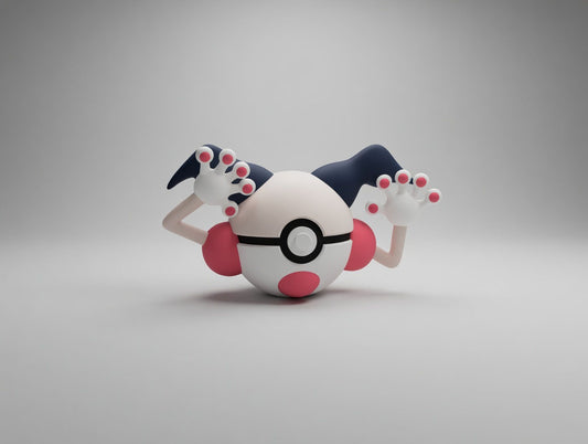 Mr Mime character ball 3D printed display collectible in beige and white minimalist sphere design