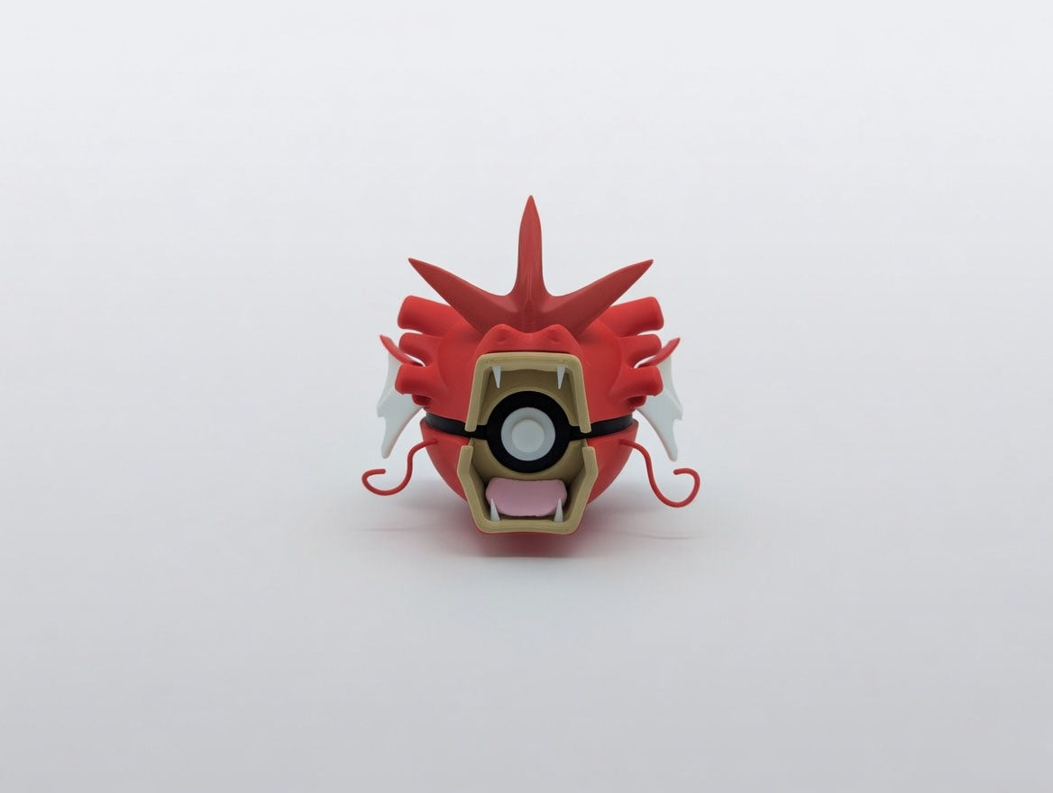 Gyarados Shiny Edition character ball 3D printed display collectible in red and tan minimalist sphere design