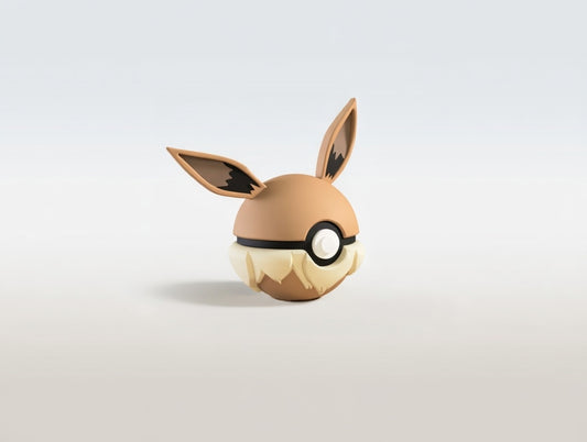 Eevee character ball 3D printed display collectible in brown and tan minimalist sphere design