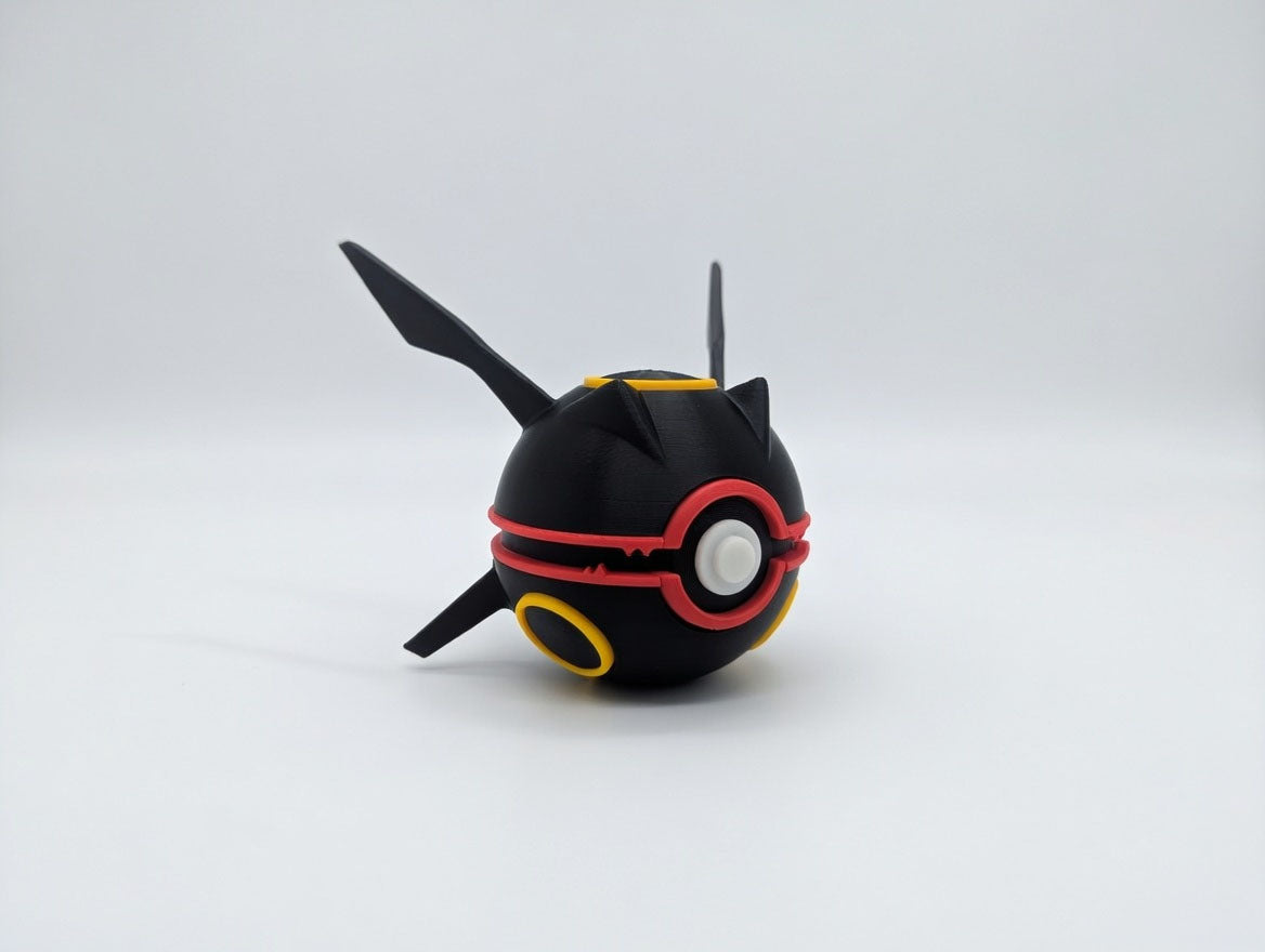 Rayquaza Shiny character ball 3D printed display collectible in black and red minimalist sphere design