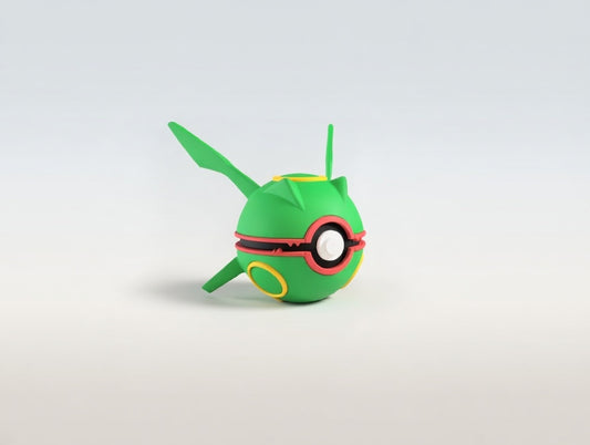 Rayquaza character ball 3D printed display collectible in green and red minimalist sphere design