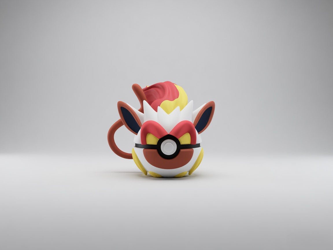 Infernape character ball 3D printed display collectible in red and yellow minimalist sphere design