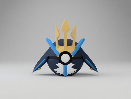 Empoleon character ball 3D printed display collectible in navy blue and white minimalist sphere design