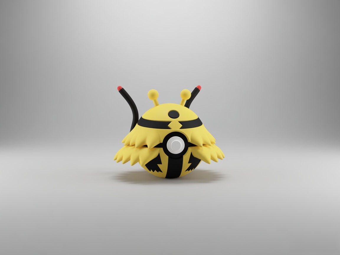 Electivire character ball 3D printed display collectible in yellow and black minimalist sphere design