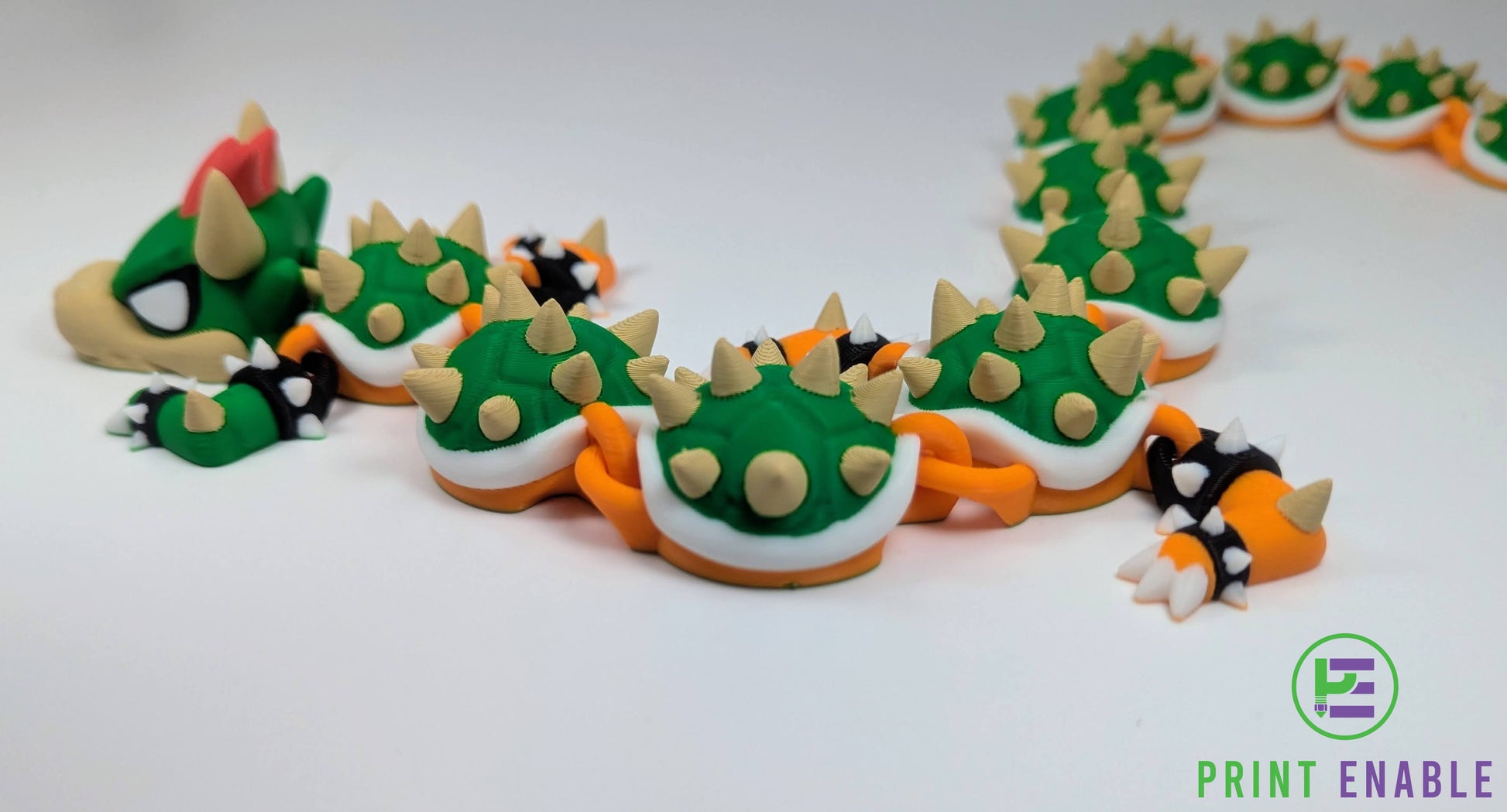 Articulated Bowser dragon 3D printed fidget display full view