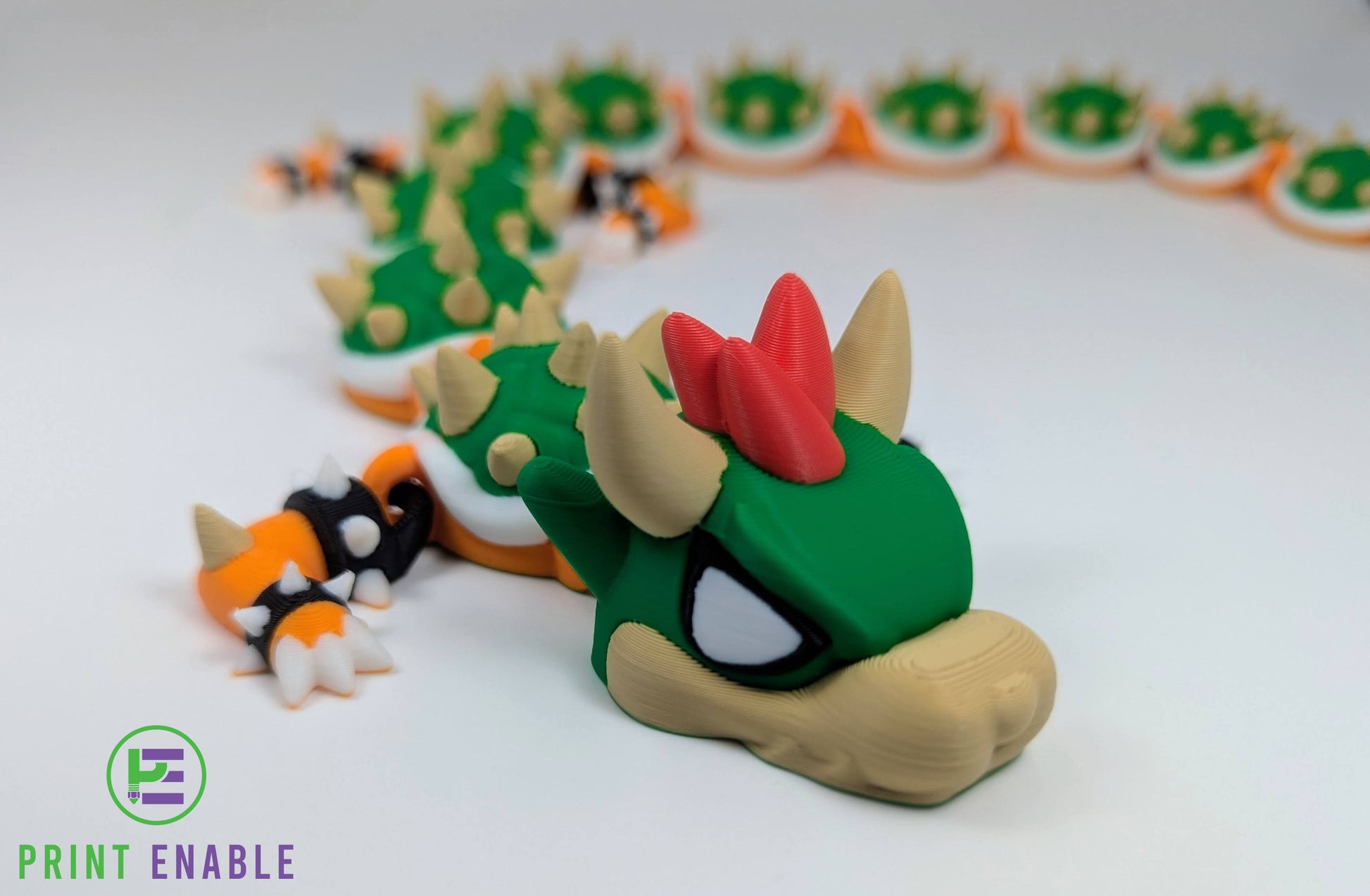 Close-up of Bowser dragon head showing horns and facial detail