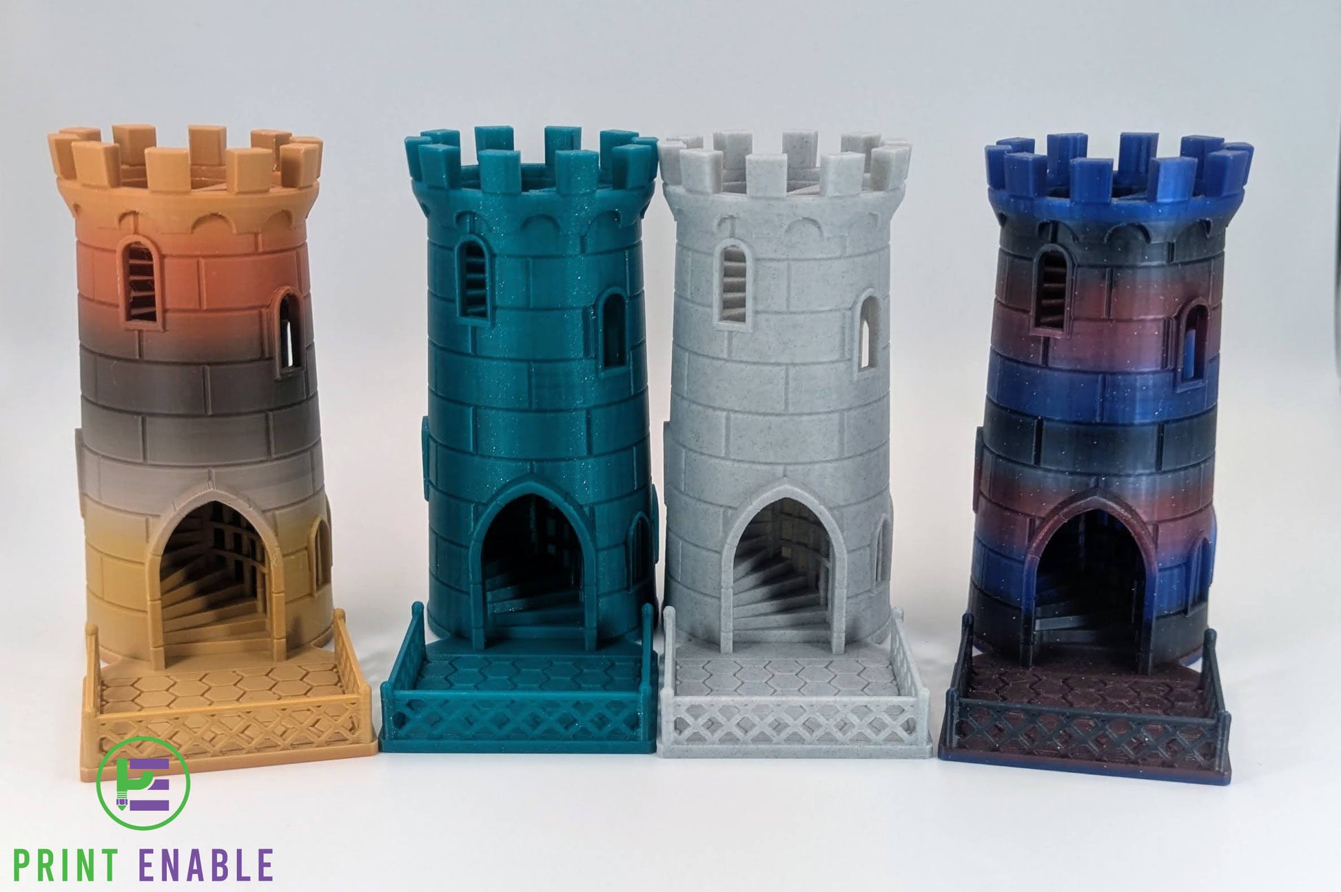 Castle Dice Tower available in multiple colour options for tabletop gaming