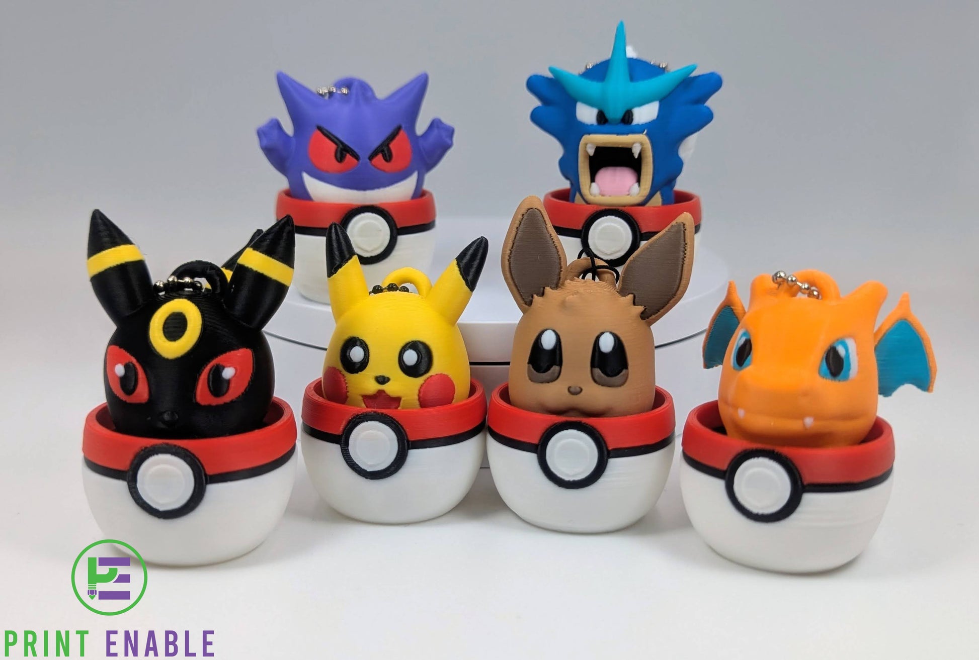 Character Fidget Clicker collection featuring multiple 3D printed gaming and anime-inspired keychain clickers with satisfying mechanical click actions.