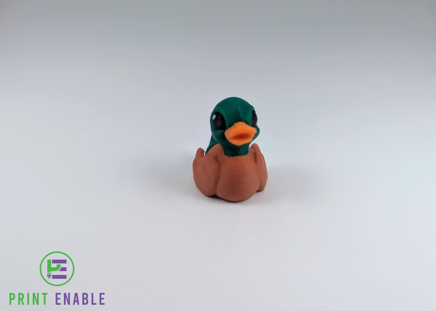 Duck Hatchling articulated 3D printed fidget front view with rounded body and beak