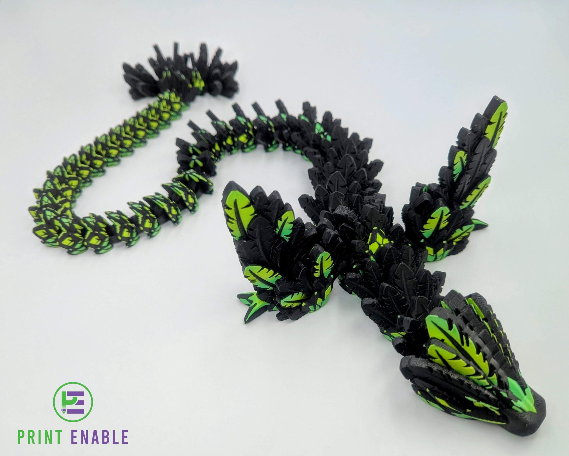 Flying Serpent articulated dragon with detailed scales and flowing segmented body