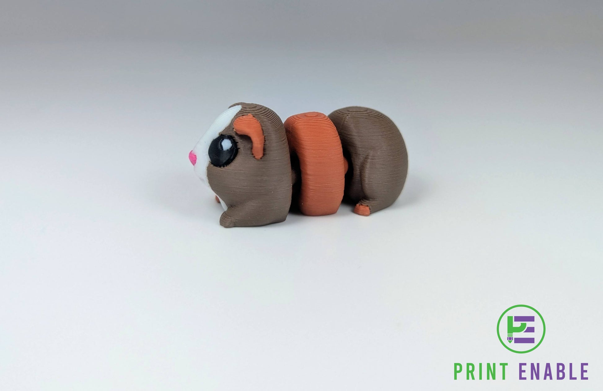 Brown Guinea Pig Hatchling articulated 3D printed fidget side view