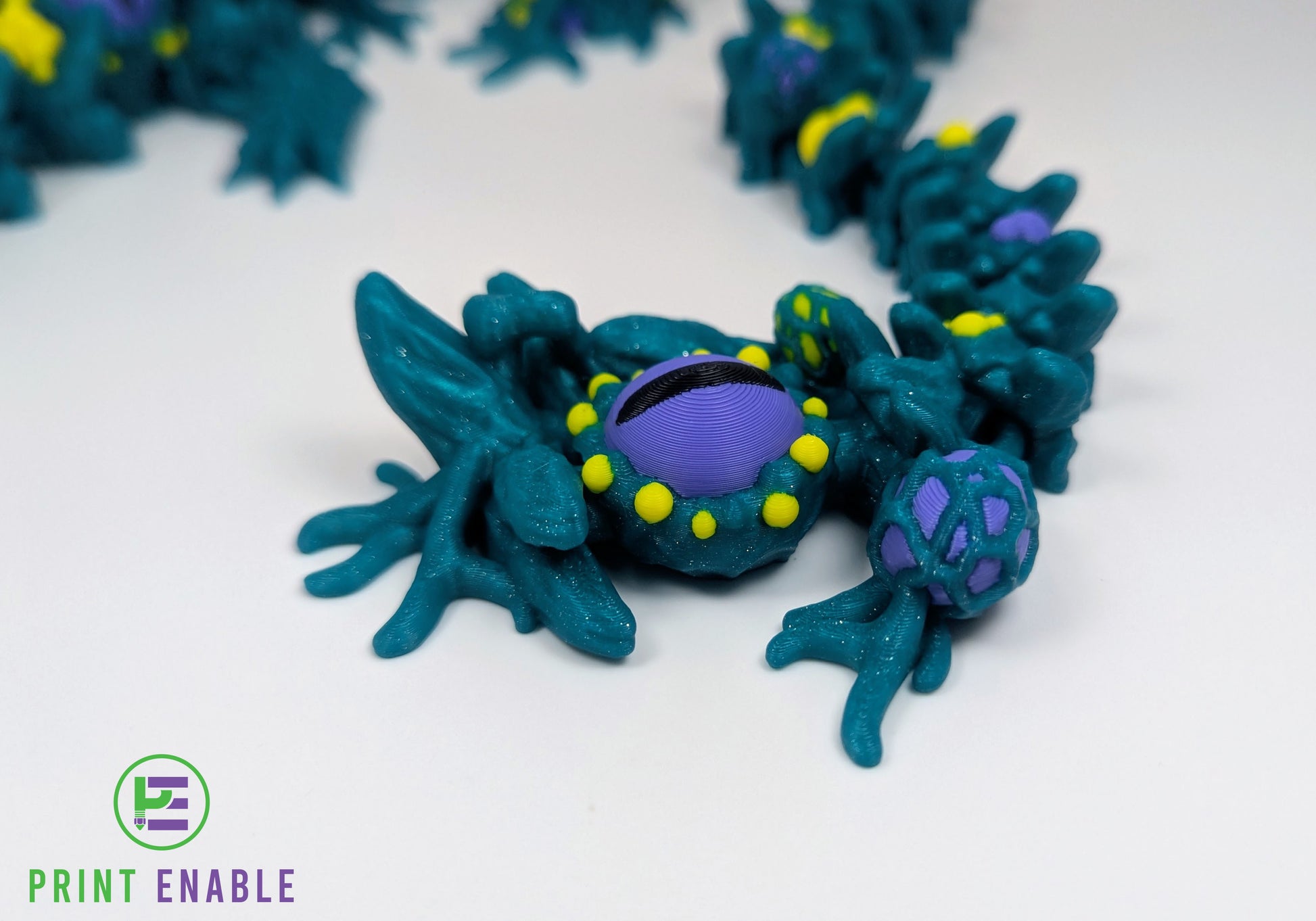 Detailed 3D printed Infested Dragon with smooth articulated movement.