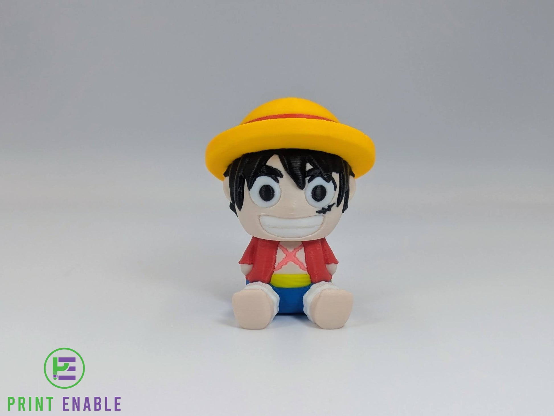 Luffy-inspired 3D printed fidget clicker keychain featuring a compact character design with a satisfying mechanical click action.