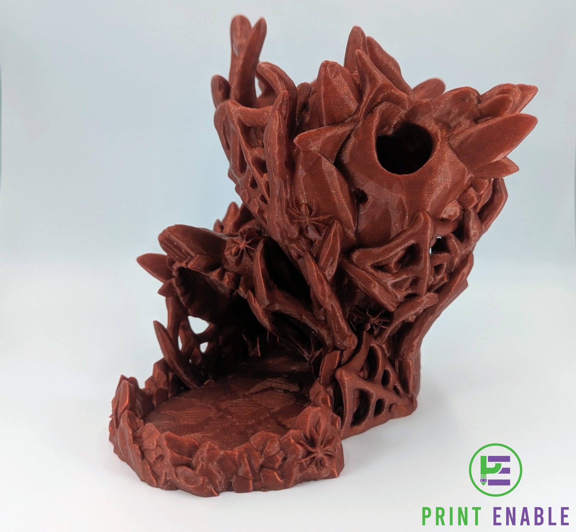 Detailed 3D printed Nightmare Dice Tower for tabletop roleplaying games