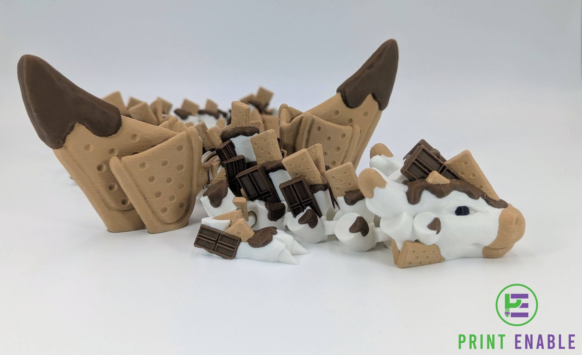 Side view of S'mores Dragon showing detailed dessert-inspired features and articulation
