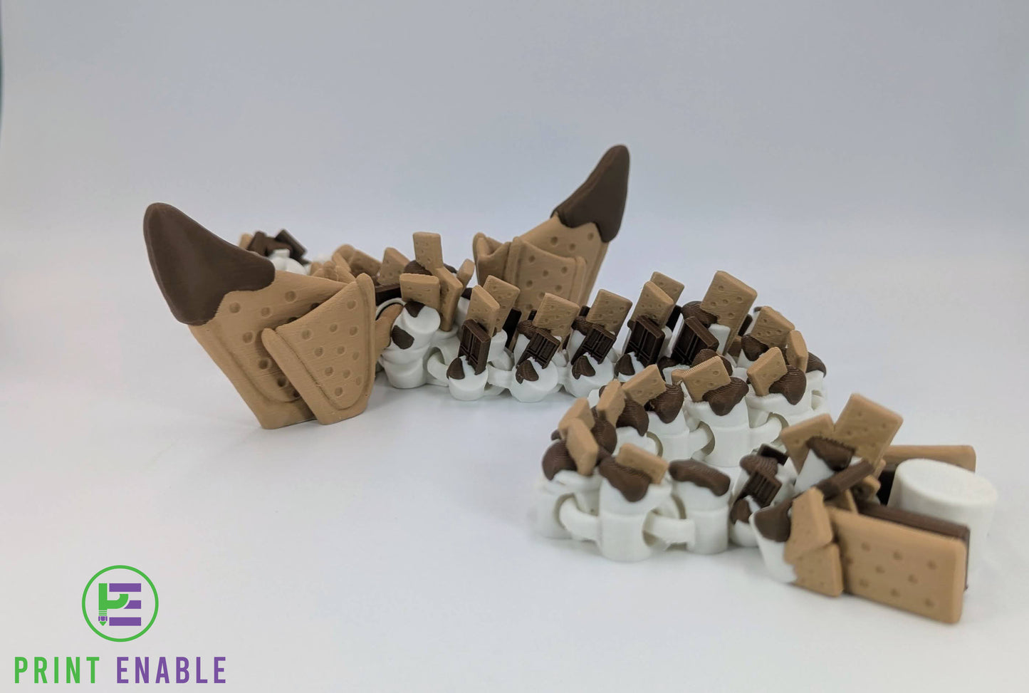 S'mores Dragon articulated dragon inspired by graham crackers, chocolate and marshmallow