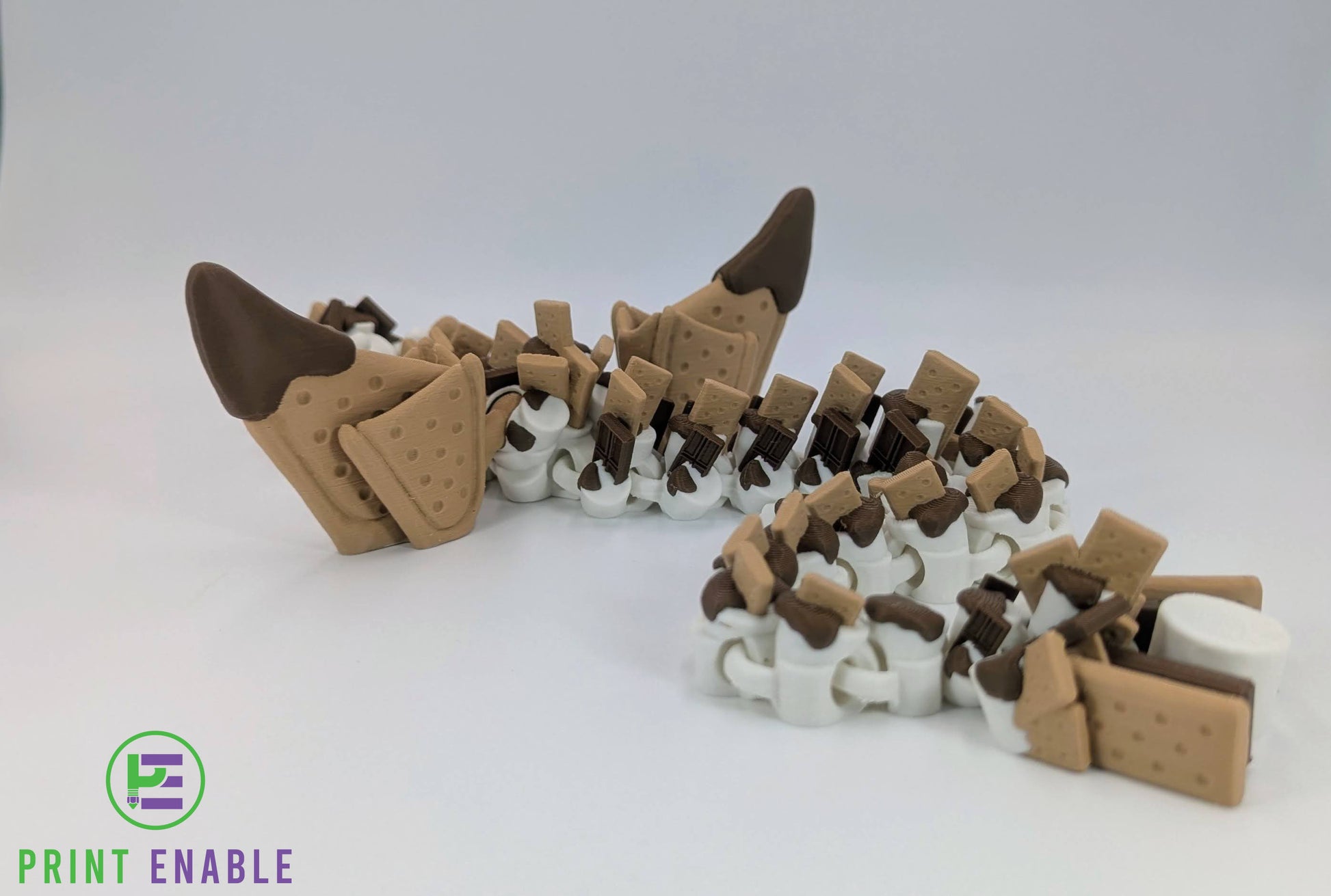 S'mores Dragon articulated dragon inspired by graham crackers, chocolate and marshmallow