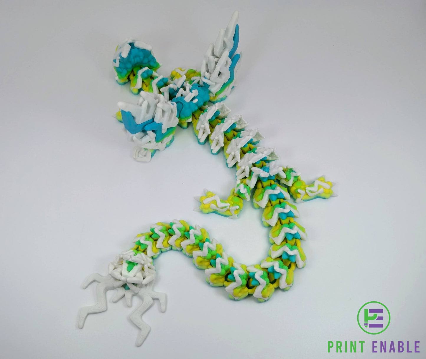 Overhead view of the Storm Dragon showing articulated segments and detailed elemental styling.
